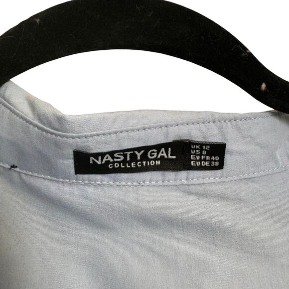 Nasty Gal Plaid Sleeve Oversized Shirt Dress Blue Womens size 8 - Picture 4 of 7